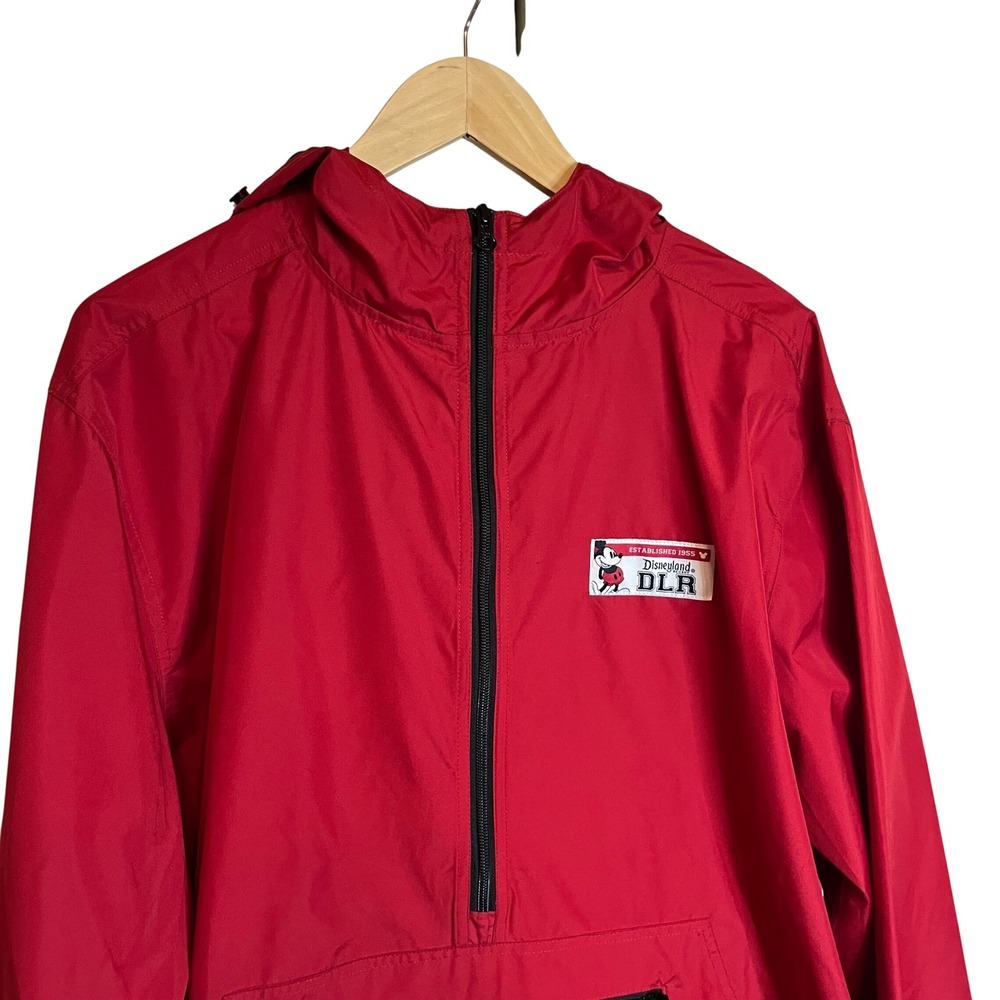Vintage‎ Disneyland Resort Red Mickey Mouse Windbreaker Hoodie Jacket Mens Large